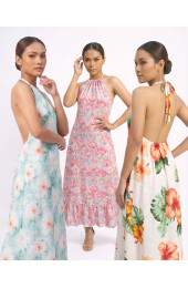 Hand Painted Rayon Halter Dress
